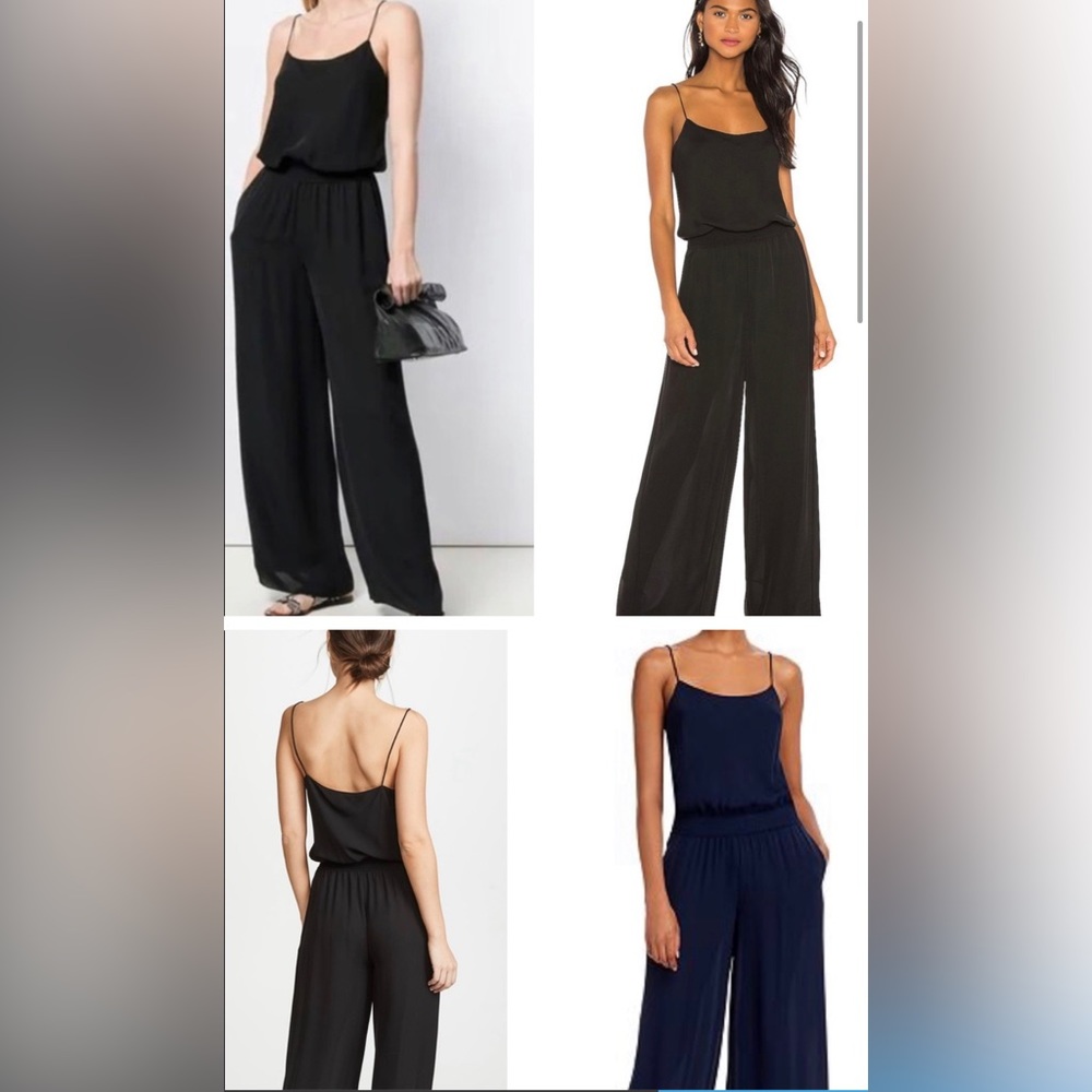 Theory Wide Legged Jumpsuit Silk Crepe Cami